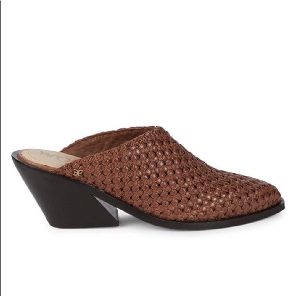 Sam Edelman Karlin cognac clog/ woven slip-on mules/ leather sandals